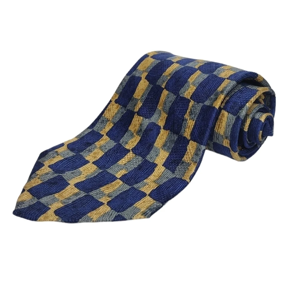 NWT Ermenegildo Zegna Men's 100% Silk Geometric Design Dress Neck Tie